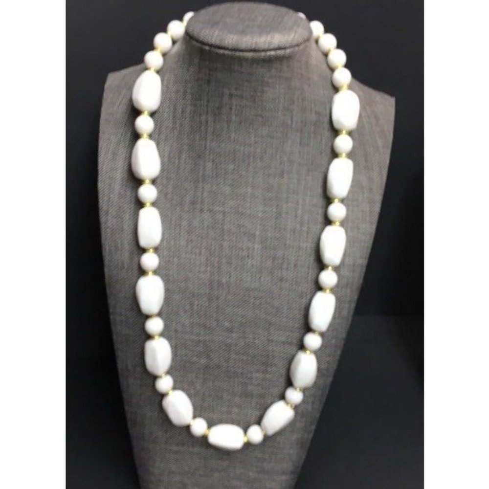Round Organic Necklace White Gold Spacers Retro BoHo
